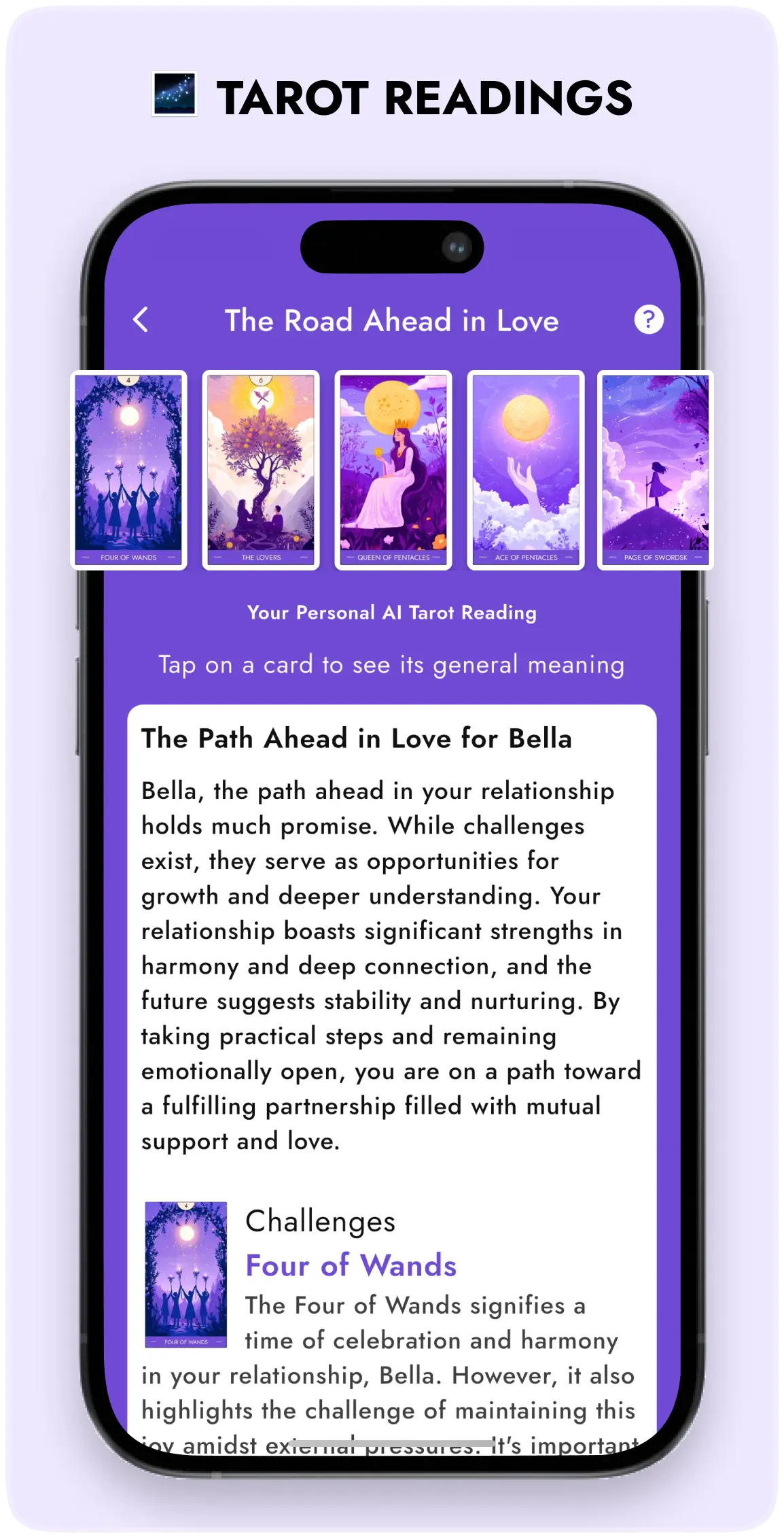 AstroBella Tarot Readings Screen